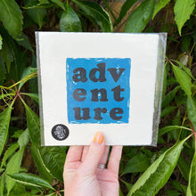 Load image into Gallery viewer, Adventure Original Lino Print TEAL BLUE