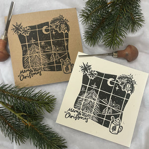 Hand Printed 'Cottage Window' Christmas Cards