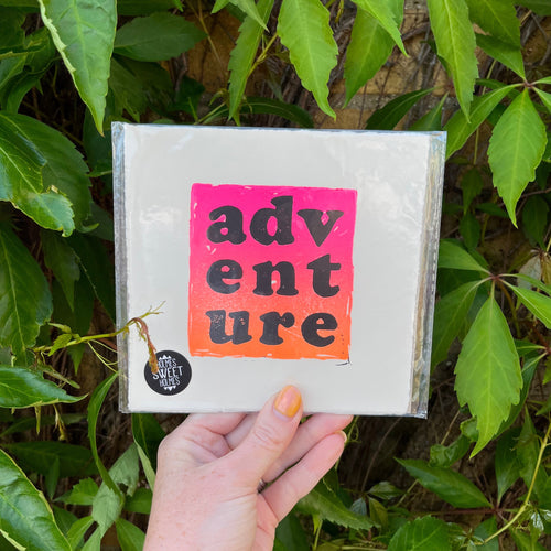 Adventure Original Lino Print NEON OMBRE PINK ORANGE