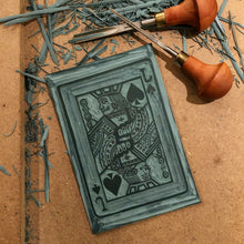 Load image into Gallery viewer, Jack • Playing Card, Jack of Spades Original 4 Layer Lino Cut Print A4