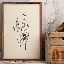 Load image into Gallery viewer, Peace • Peace Sign Original Lino Print A4 BLACK