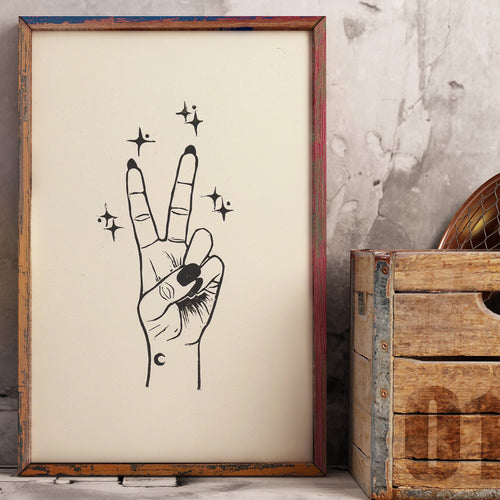 Peace • Peace Sign Original Lino Print A4 BLACK