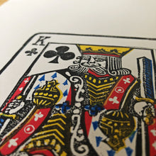 Load image into Gallery viewer, The King of Clubs • Playing Card, Original 4 Layer Lino Cut Print A4