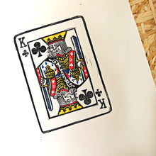 Load image into Gallery viewer, The King of Clubs • Playing Card, Original 4 Layer Lino Cut Print A4