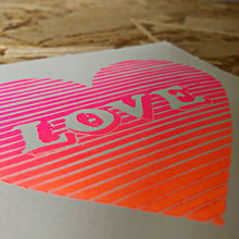 Load image into Gallery viewer, Striped Ombre Love Heart Original Lino Print 11x11cm approx