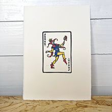 Load image into Gallery viewer, Joker • Playing Card, Jester Original 4 Layer Lino Cut Print A4
