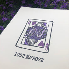 Load image into Gallery viewer, The Queen of Hearts • Platinum Jubilee Special Edition Lino Cut Print A4