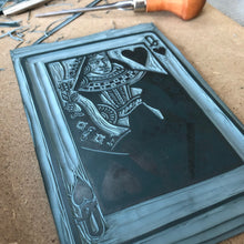 Load image into Gallery viewer, The Queen of Hearts • Playing Card, Original Lino Cut Print A4