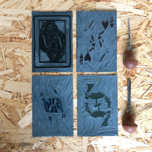 Load image into Gallery viewer, The Queen of Hearts • Playing Card, Original Lino Cut Print A4