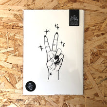 Load image into Gallery viewer, Peace • Peace Sign Original Lino Print A4 BLACK