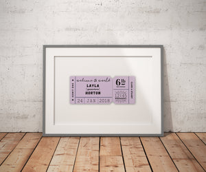 Personalised New Baby 'Welcome To The World' Giclee Print