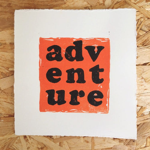 Adventure Original Lino Print ORANGE