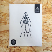 Load image into Gallery viewer, Namaste Yoga Third Eye Original Lino Print A4 BLACK