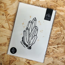 Load image into Gallery viewer, Heal Me • Crystal Cluster Original Lino Print A4 BLACK &amp; GOLD