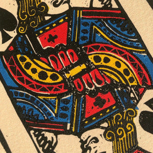 Jack • Playing Card, Jack of Spades Original 4 Layer Lino Cut Print A4