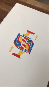 Jack • Playing Card, Jack of Spades Original 4 Layer Lino Cut Print A4