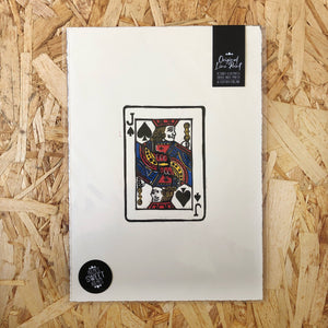 Jack • Playing Card, Jack of Spades Original 4 Layer Lino Cut Print A4