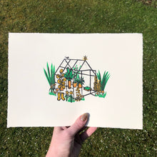 Load image into Gallery viewer, The Greenhouse Original Lino Print A4