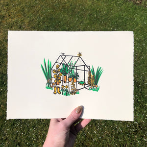 The Greenhouse Original Lino Print A4