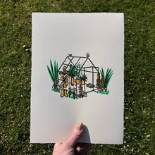 Load image into Gallery viewer, The Greenhouse Original Lino Print A4