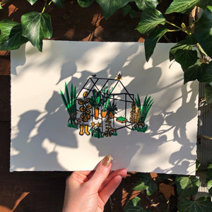 The Greenhouse Original Lino Print A4