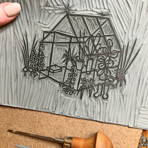 The Greenhouse Original Lino Print A4